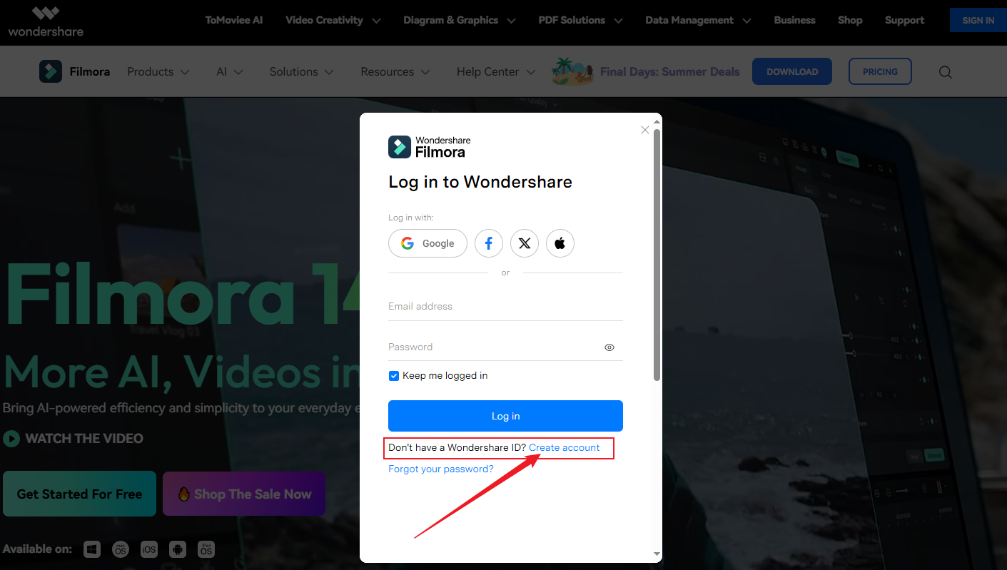 create wsid via filmora.wondershare.com