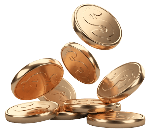 Gold coins representing the Grand Prize value
